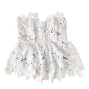 Stone Cold Fox Texas Floral White Tube Top Lace Layered‎ Crochet Linen XS / S
